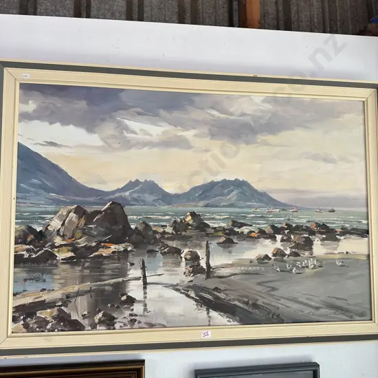 Oil painting by Aston Greathead "Open Anchorage"