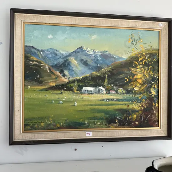 Oil painting by Emerson Porter "Sheep Station near Hermitage"