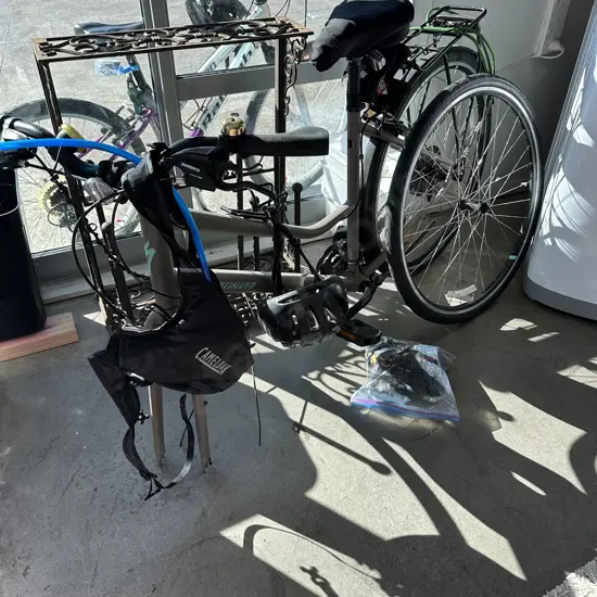 Specialized bike plus camelbak etc (we are unable to fit front tyre)