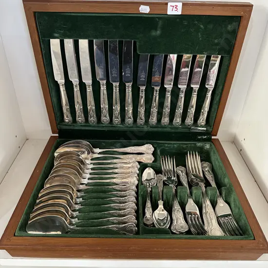 6 place Sheffield plate boxed cutlery set
