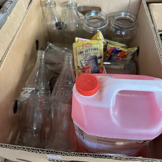 Disinfectant, jars and bottles etc