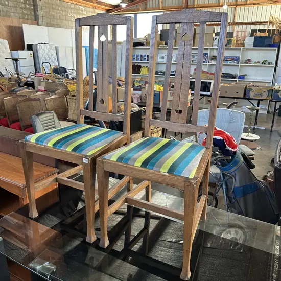 Pr of Arts & Craft dinning chairs