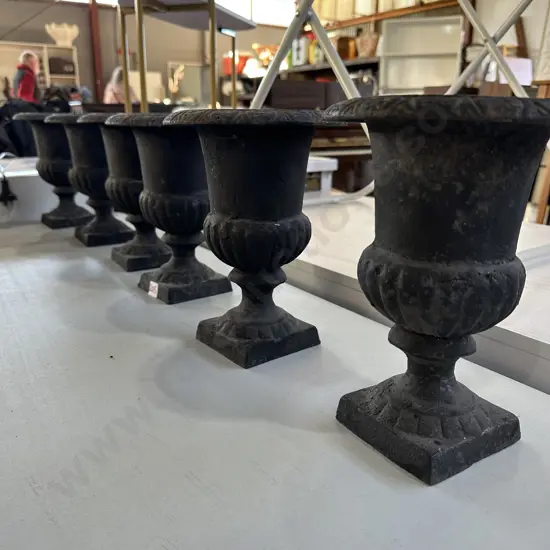 6 x cast metal planters 23cm tall