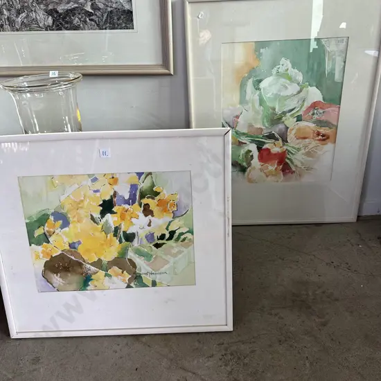 2 water colour paintings by Margaret Harrison