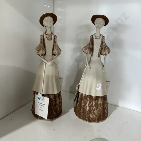 Pr of Australian hand potted figures by Jo Good