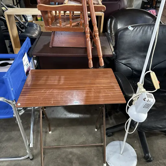 folding table, desk and high chair