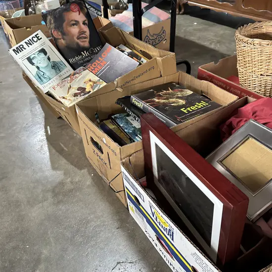 5 boxs books, elec photo frame etc