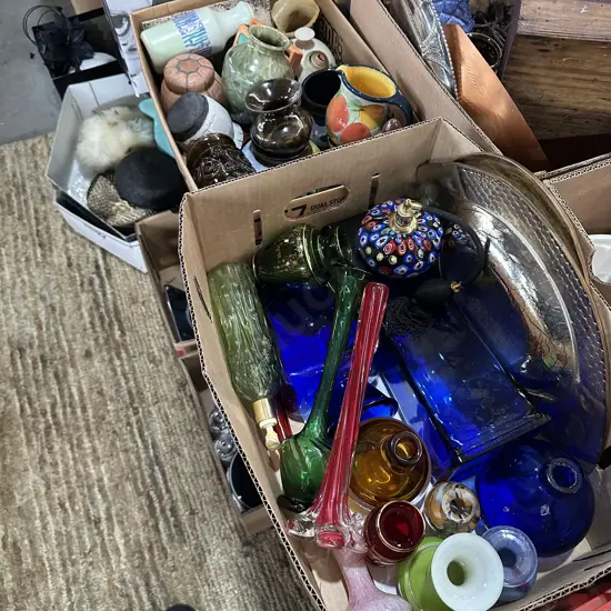 2 box glass and pottery