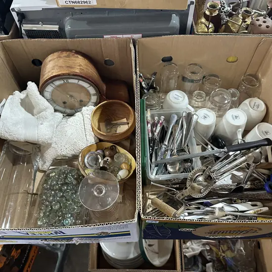 2 box cutlery, egg beater etc