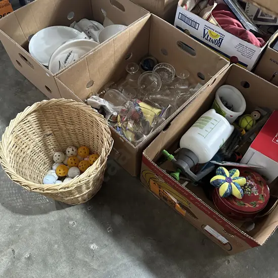3 boxes plus basket and golf balls