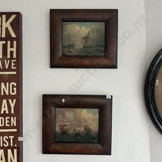 Pr Burr Walnut framed pictures