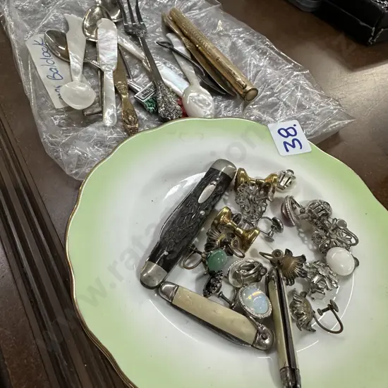 Pocket knives, mother of pearl, Stg Silver etc