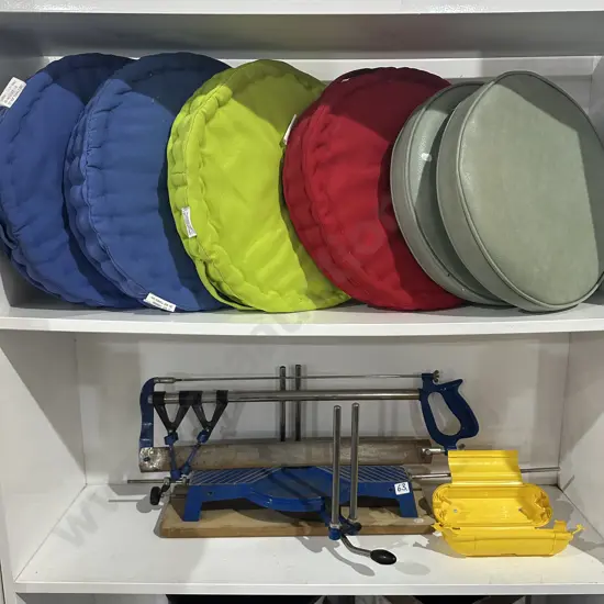 Mitre saw, cord protect and cushions