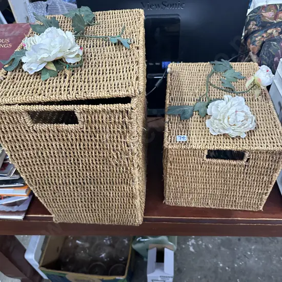 Wicker baskets plus ceramics