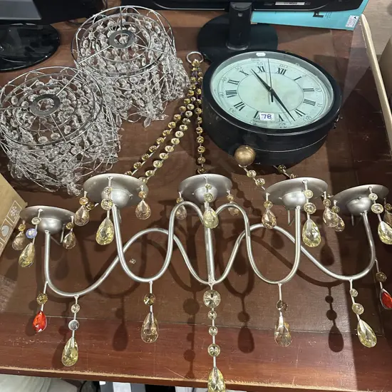 Clock, light shades and fittings