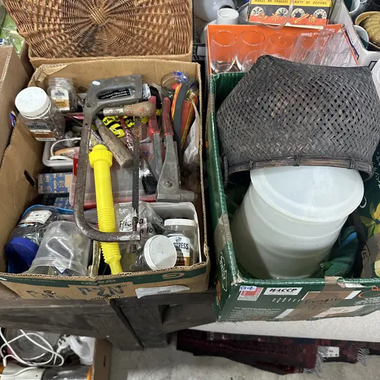 2 box tools and hardware plus bird feeder