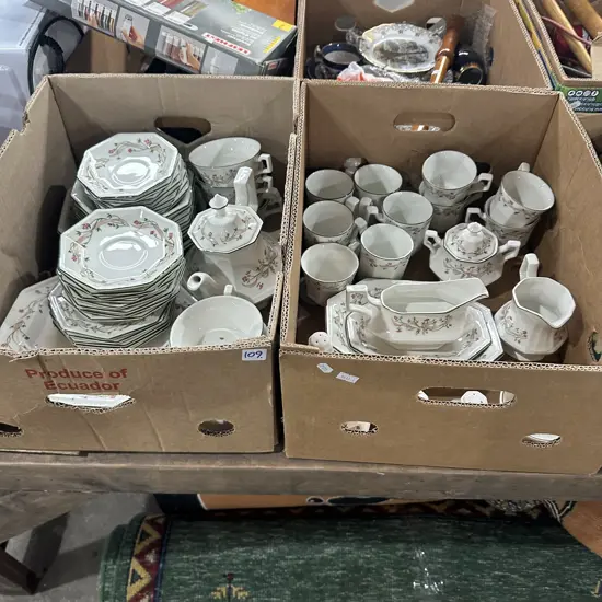 2 boxes English dinnerware