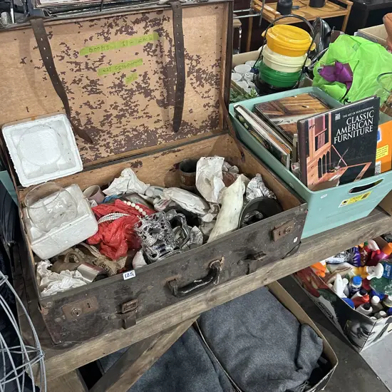 Suitcase and contents plus books