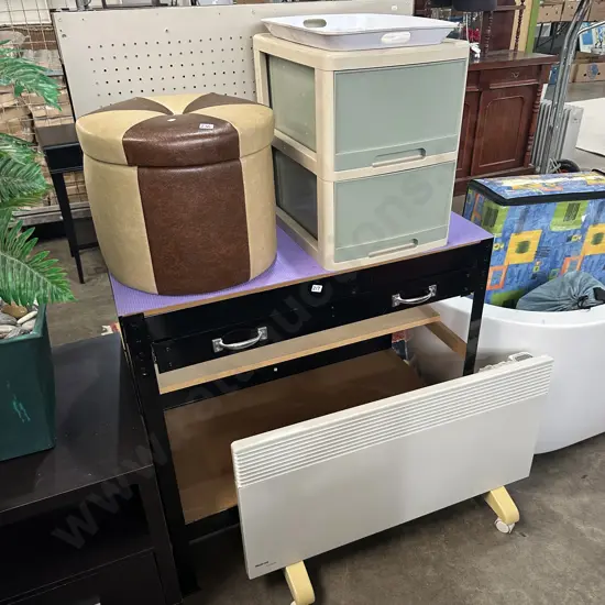 Retro lidded storage, file drawer and heater