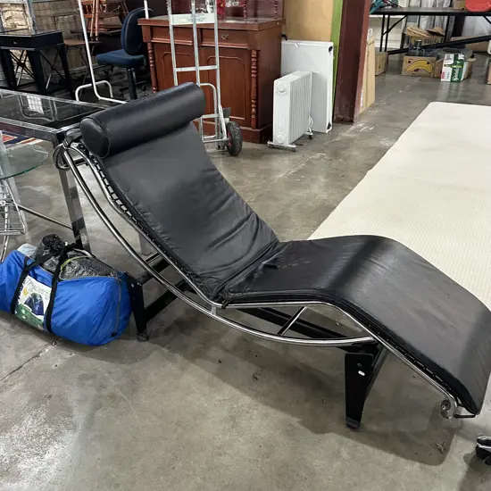 Leather & chrome lounger