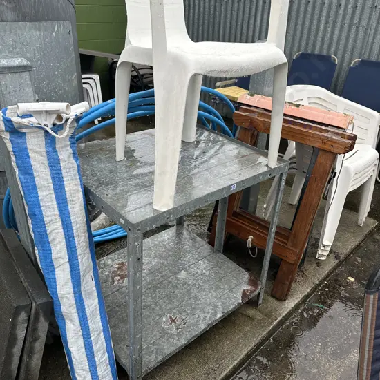 tressle legs, chairs, shelf etc