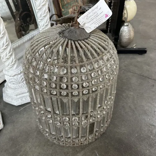Hand threaded birdcage light shade