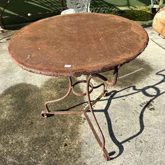 Rustic metal outdoor cafe table