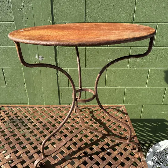 Rustic metal outdoor cafe table