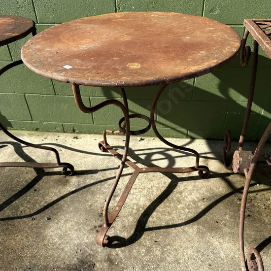 Rustic metal outdoor cafe table
