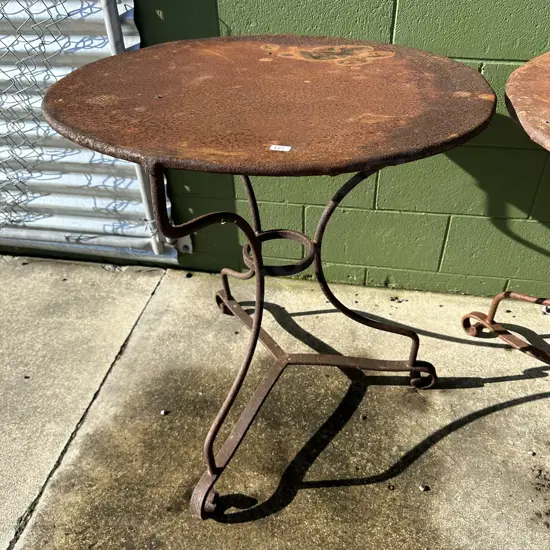 Rustic metal outdoor cafe table
