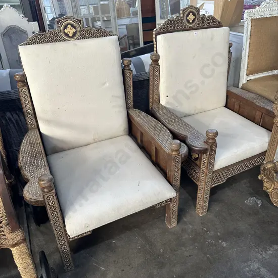 Pr of Syrian inlayed chairs