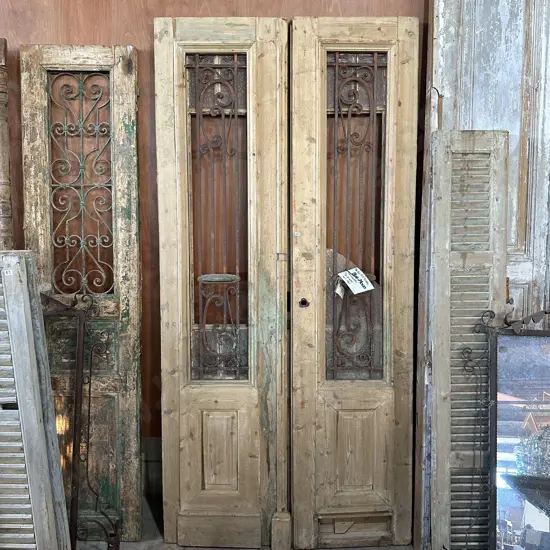 Pr metal wood doors 2400mmx1130 (both doors approx)