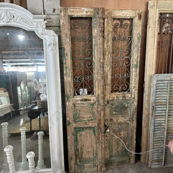 Pr of Green washed doors 2550mmx1070 (both doors approx)