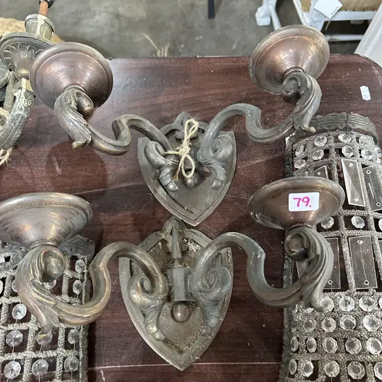 Pr Brass wall sconces