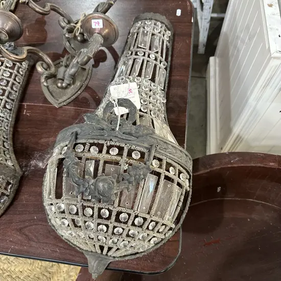 Large flat hand threaded wall sconce