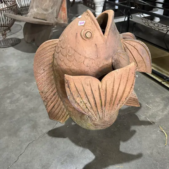 Large terracotta garden carp