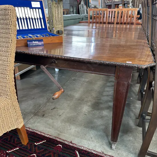 Scottish 10 seater crank handle Elm dining table