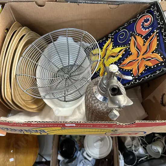 Soda syphon, pottery etc