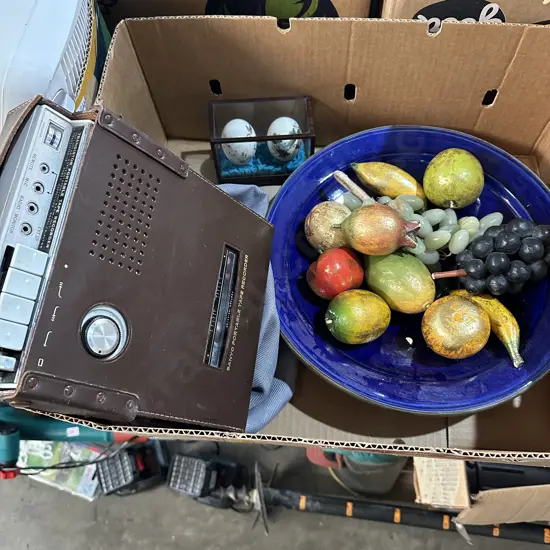 Portable tape recorder and fruit bowl