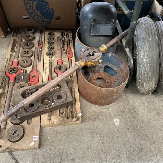 Tap dies, wheels, socket set etc