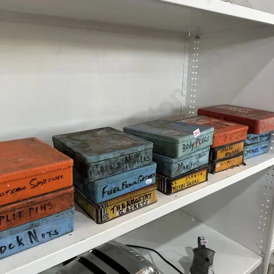 Shelf lot parts boxes and contents