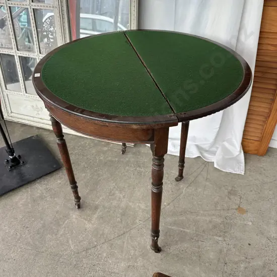 Folding half round Oak card table