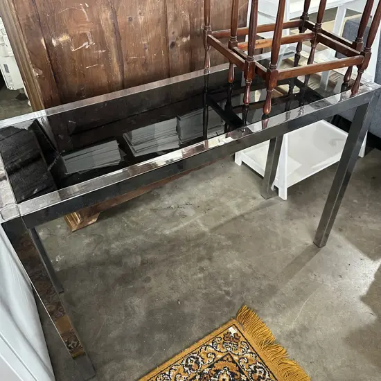 Hall table black glass top