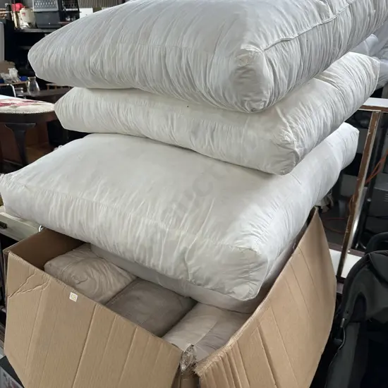 Large lot of big feather cushions