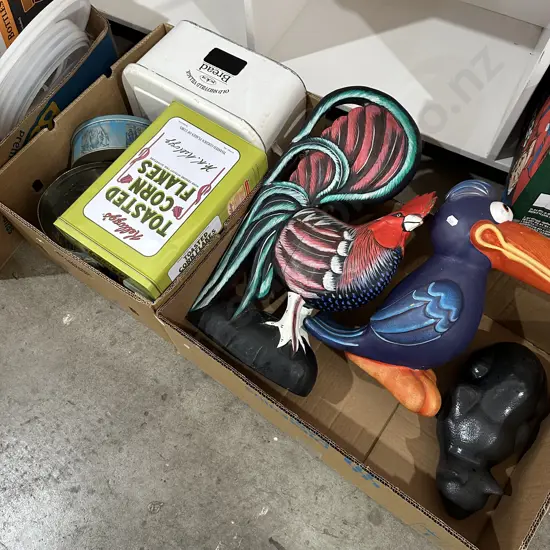 2 box ornaments  and tins