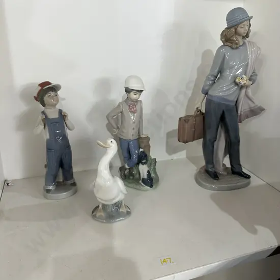 Large & medium Lladro figures plus Nao duck & horse person