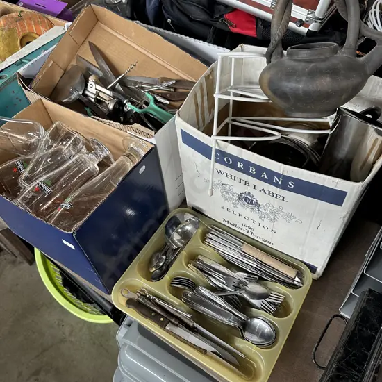 Cutlery tray and 3 box lots