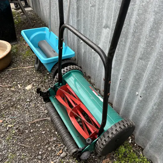 Fert spreader and push mower