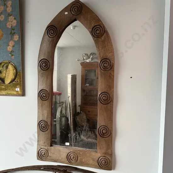 Wooden arch frame mirror 1m tall