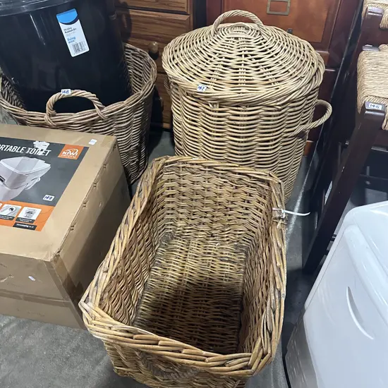 2 cane baskets